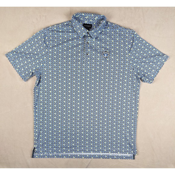 Chase 54 Large Mens Shirt Polo Golf Casual Stretch Geometric AOP - Picture 1 of 14
